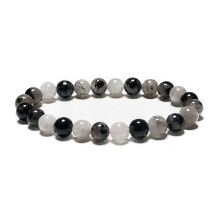 8mm Gemstone Bracelet without Gift Box - Black Hair Quartz