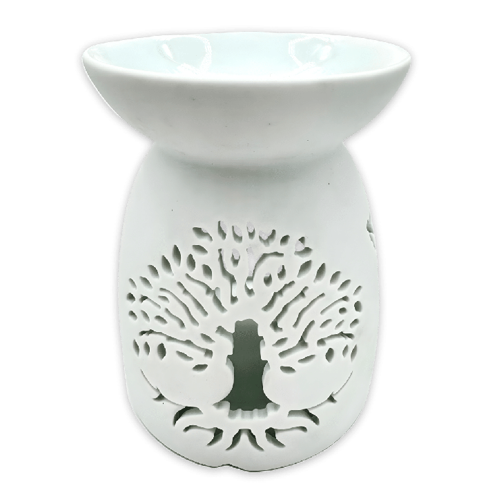 Oil burner White Tree of Life with Birds 13cm (large)