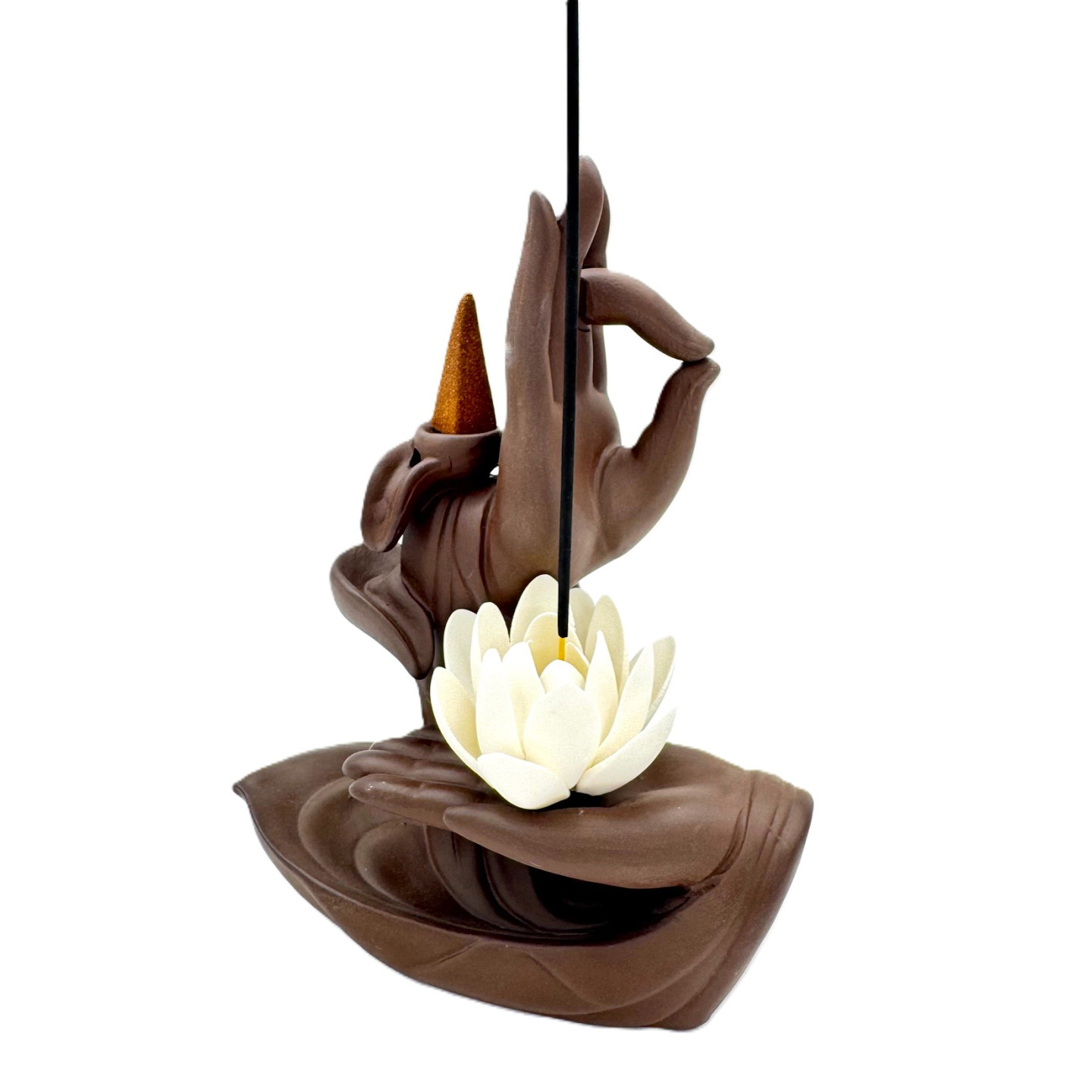 Backflow Incense Burner Hands with Lotus Flower