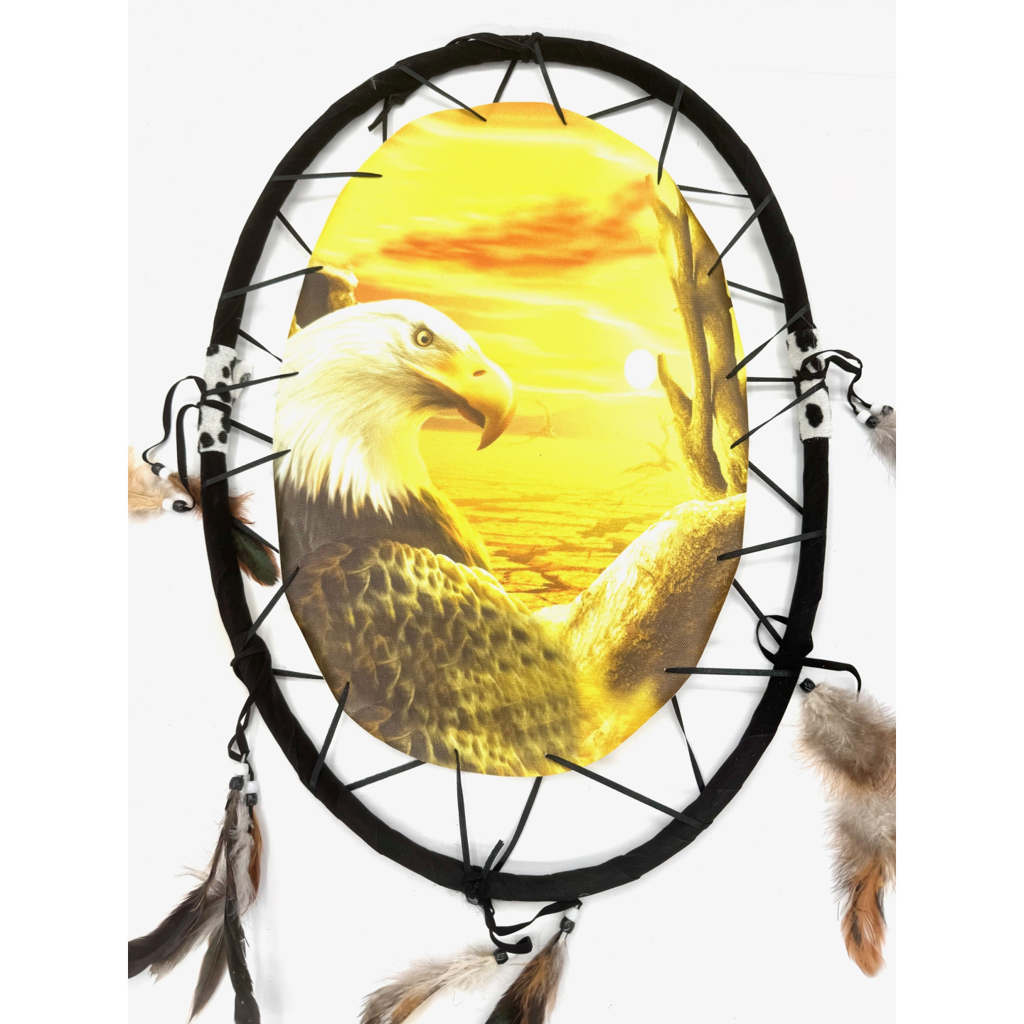 Oval Dreamcatcher Eagle with Sunset