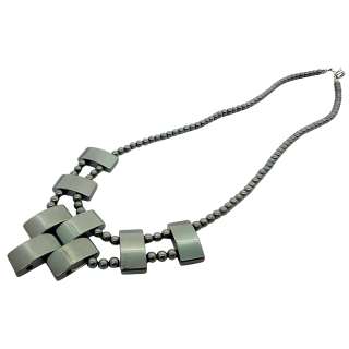 Elegant Geometric Cross Hematite Necklace