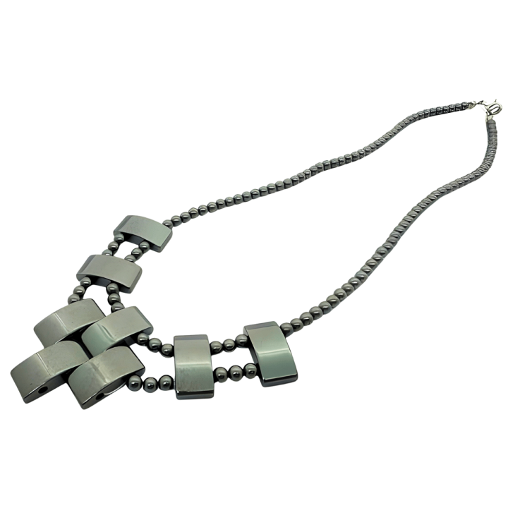 Elegant Geometric Cross Hematite Necklace