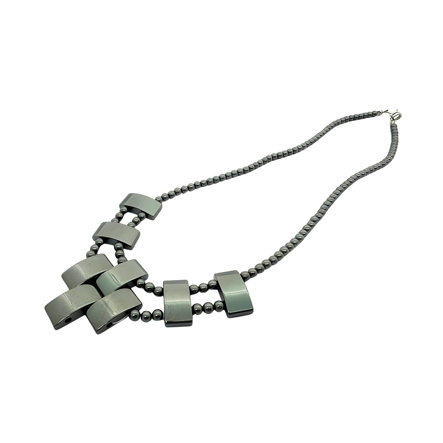 Elegant Geometric Cross Hematite Necklace