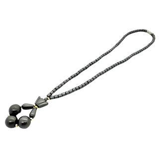Elegant Drop Pendant Hematite Bead Necklace