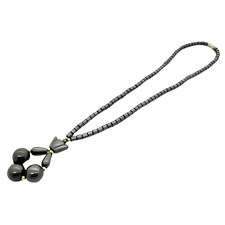 Elegant Drop Pendant Hematite Bead Necklace