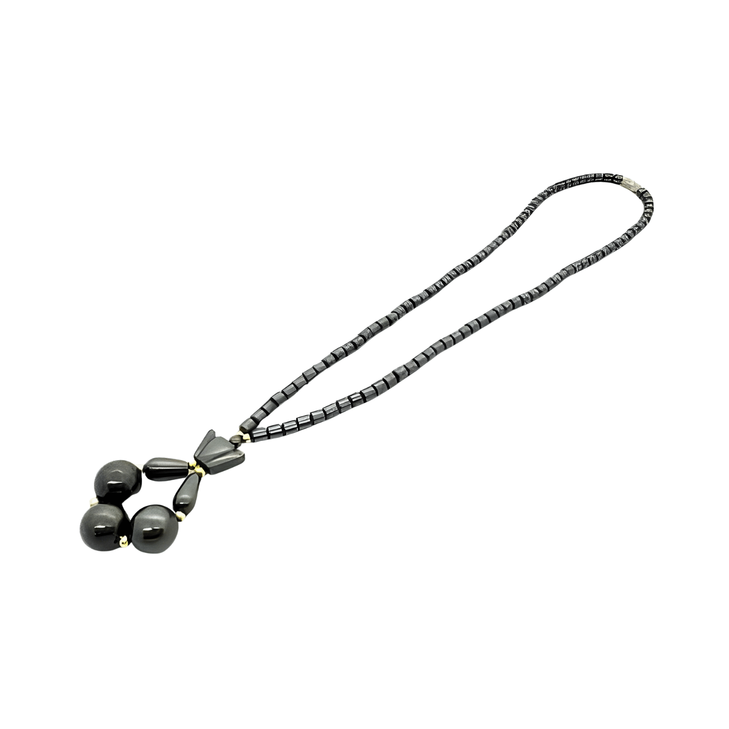 Elegant Drop Pendant Hematite Bead Necklace