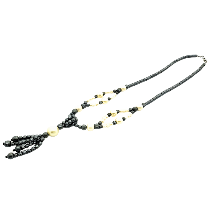 Elegant Hematite Necklace with Pearls