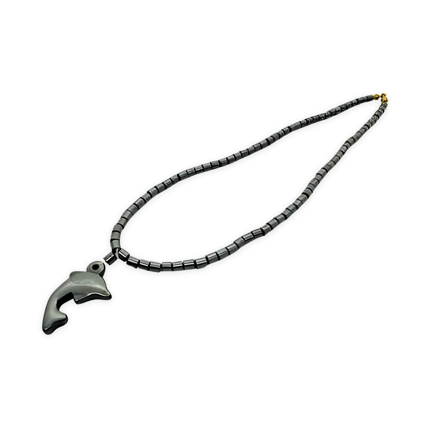 Elegant Dolphin Pendant with Hematite Bead Necklace