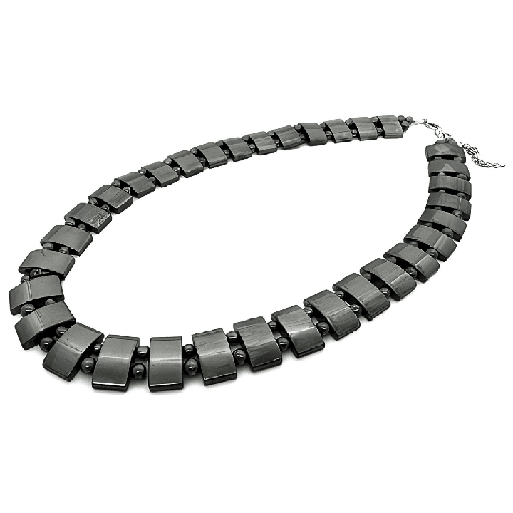 Elegant Rectangular Beads Hematite Necklace