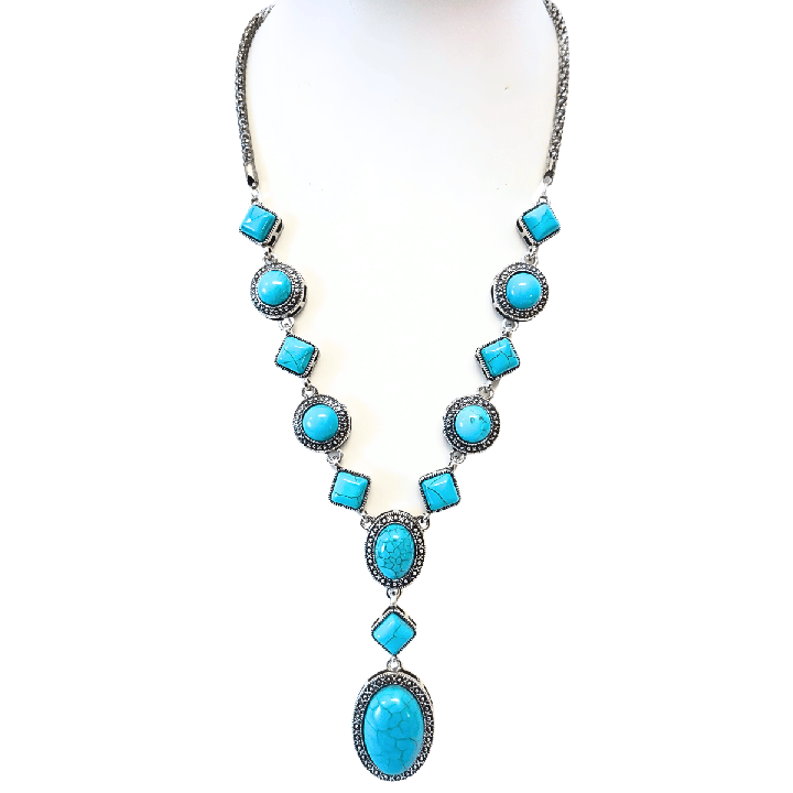 Turquoise necklace & earring set D