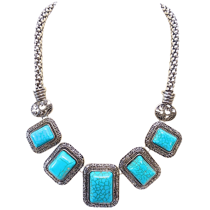 Turquoise necklace & earring set G