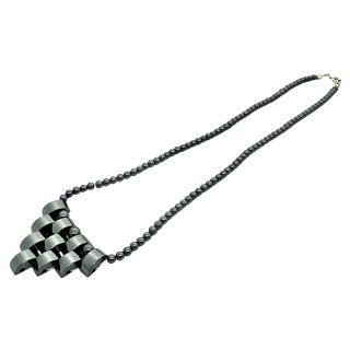 Elegant Geometric Cross Hematite Necklace (small)