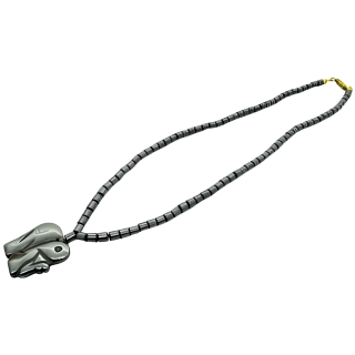 Elegant Elephant Pendant with Hematite Bead Necklace