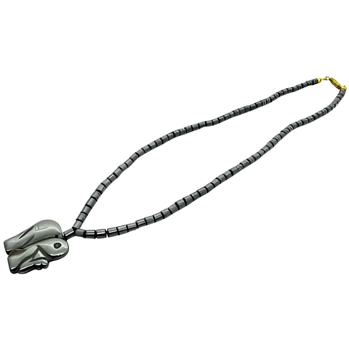 Elegant Elephant Pendant with Hematite Bead Necklace
