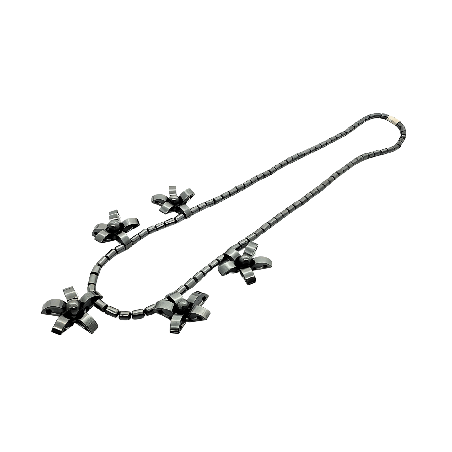 Elegant Flowers Hematite Necklace