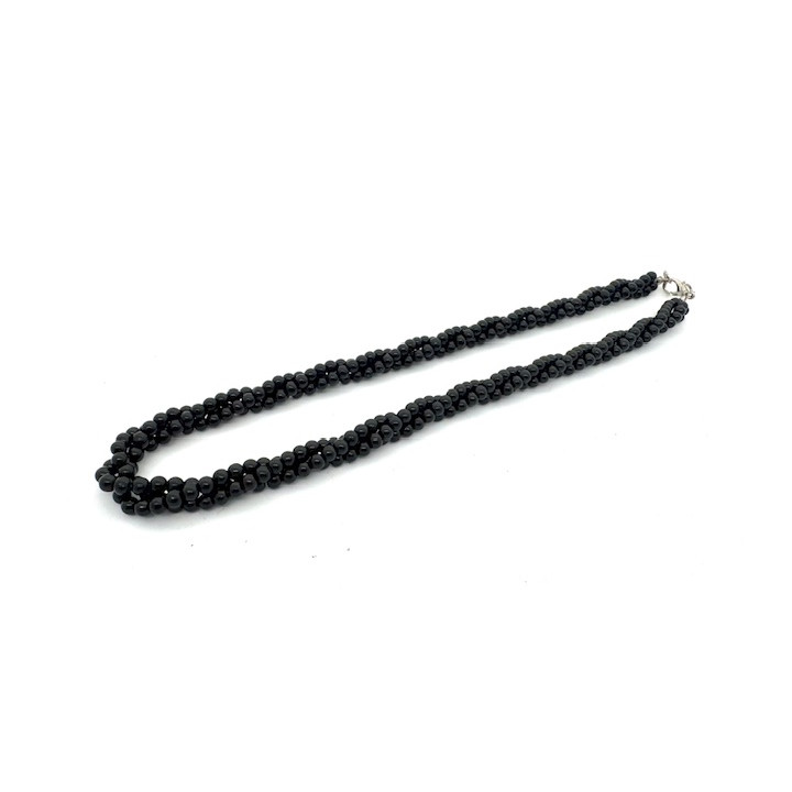 Wholesale Elegant Black Oynx Beaded Twisted Necklace