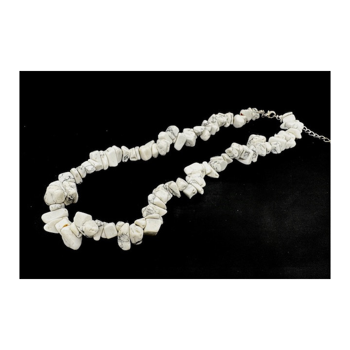 Wholesale 10 mm Single Loop Gemstone Chip Necklace - White Howlite