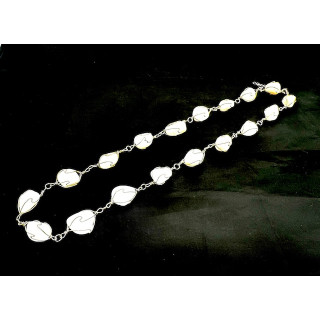 Polished Gemstone Necklace Wire Wrapped - Milky Quartz