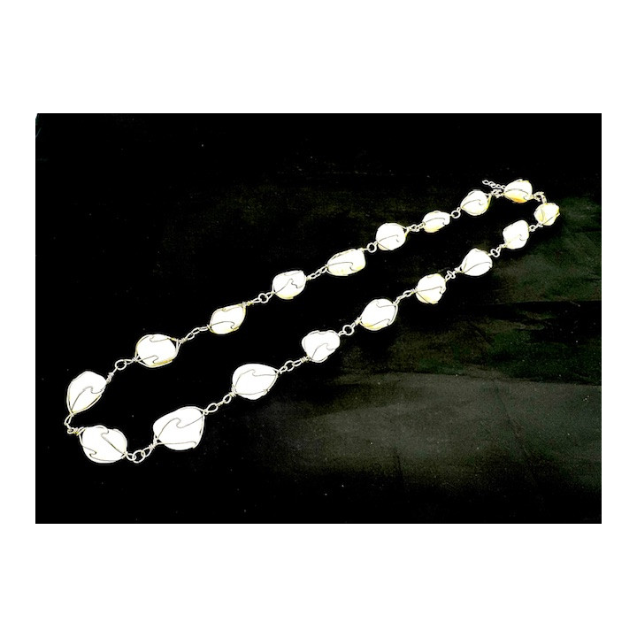 Polished Gemstone Necklace Wire Wrapped - Milky Quartz