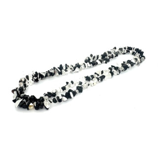 Wholesale Thin Obsidian & White Quartz Gemstone Chip Necklace