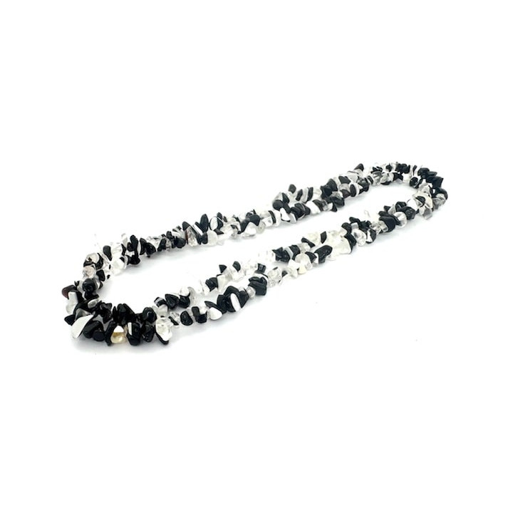 Wholesale Thin Obsidian & White Quartz Gemstone Chip Necklace