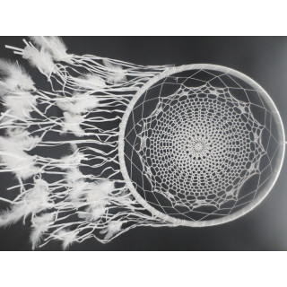 50cm Round Woven Dream Catcher White