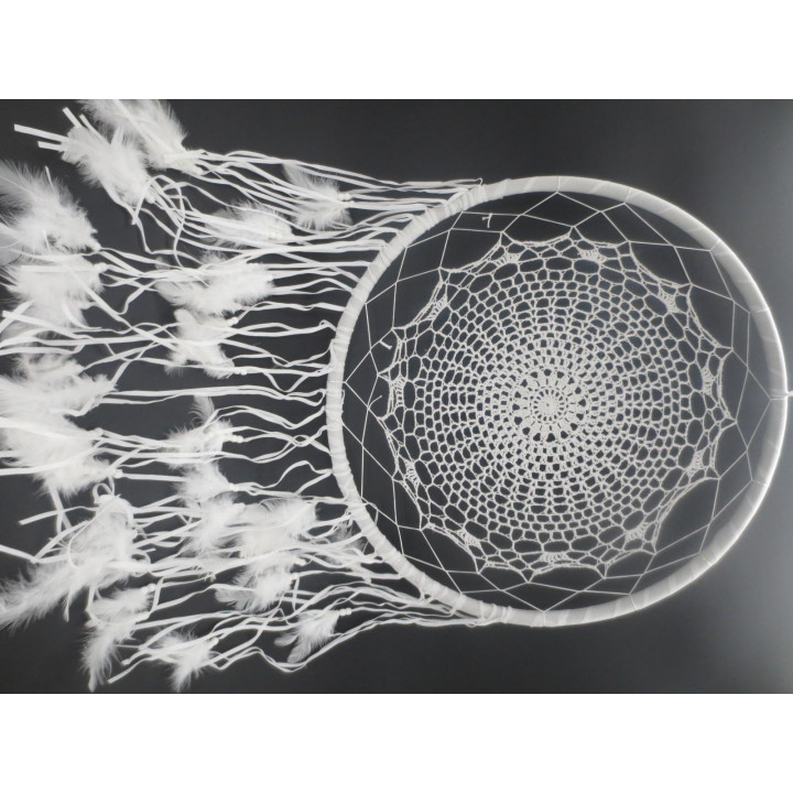 50cm Round Woven Dream Catcher White