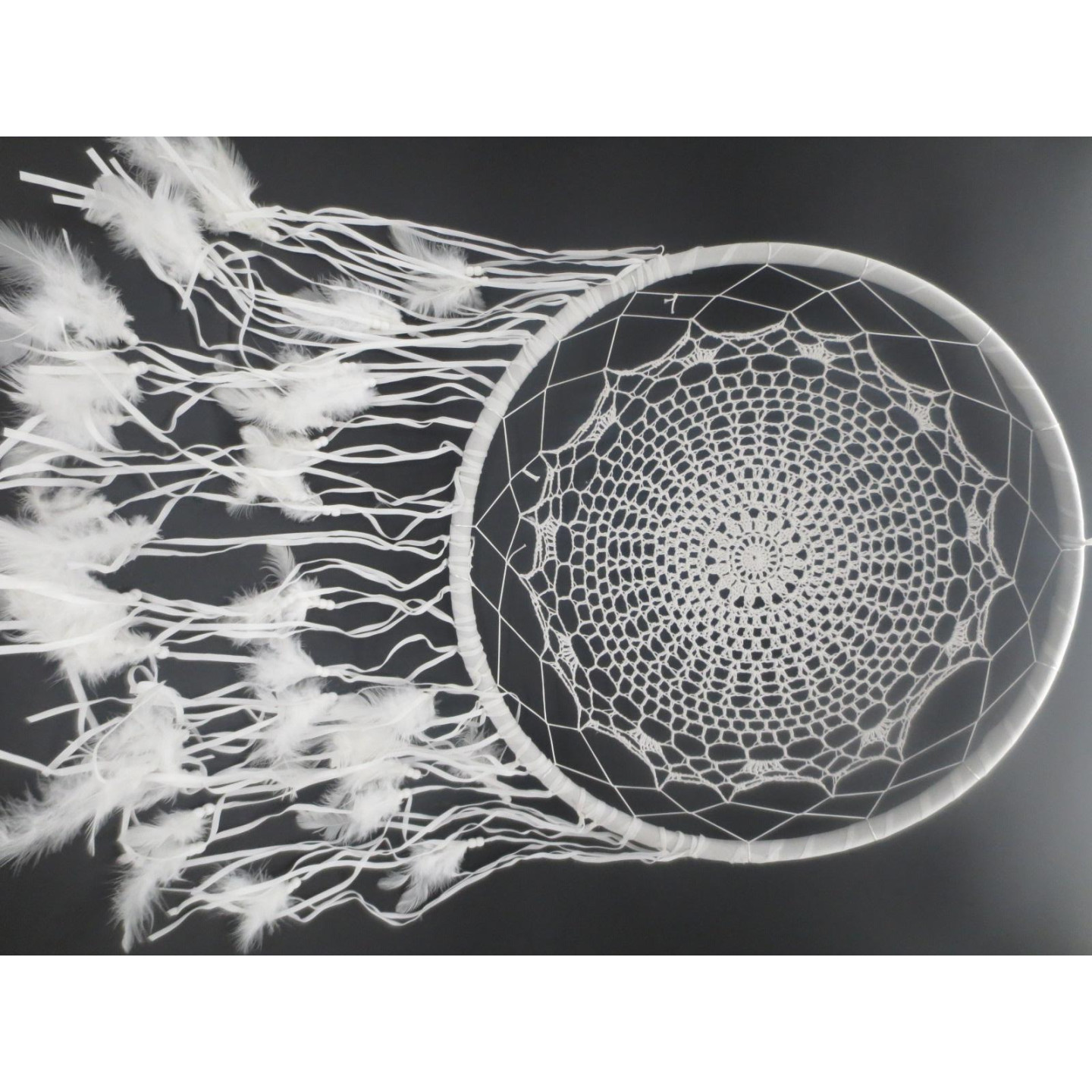 50cm Round Woven Dream Catcher White