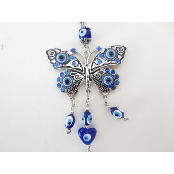 Blue Evil Eye Pendant with Butterfly Set of 6