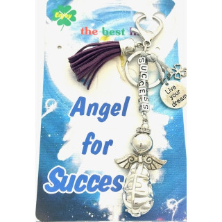 Purple "SUCCESS" Angel Keychain with Tassel
