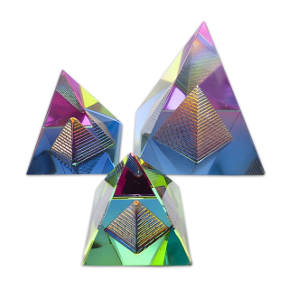 Crystal Pyramid in Pyramid Color 6 × 6 cm