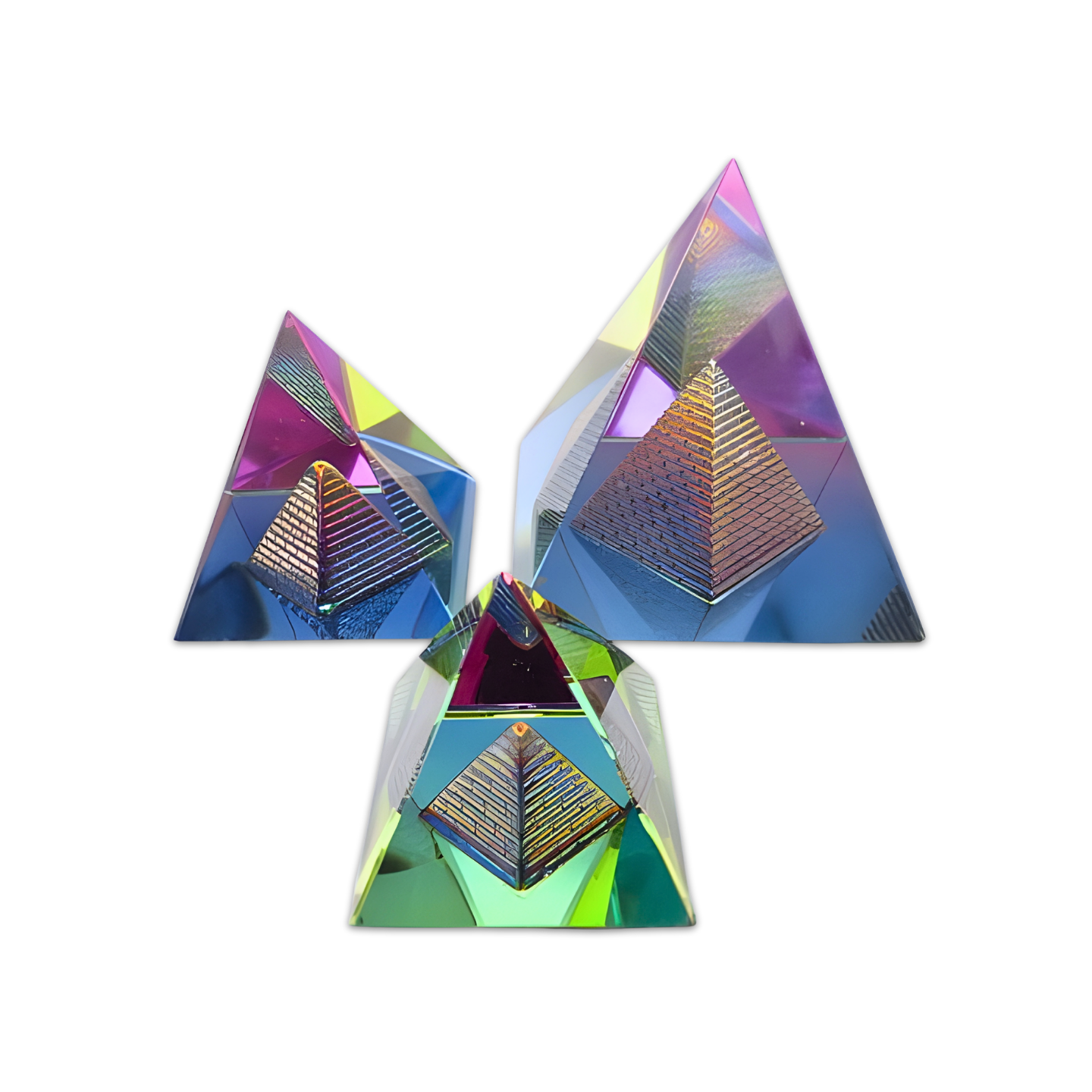 Crystal Pyramid in Pyramid Color 6 × 6 cm
