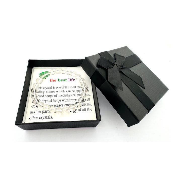 8mm Rock Crystal Gemstone Bracelet – Gift Box Included