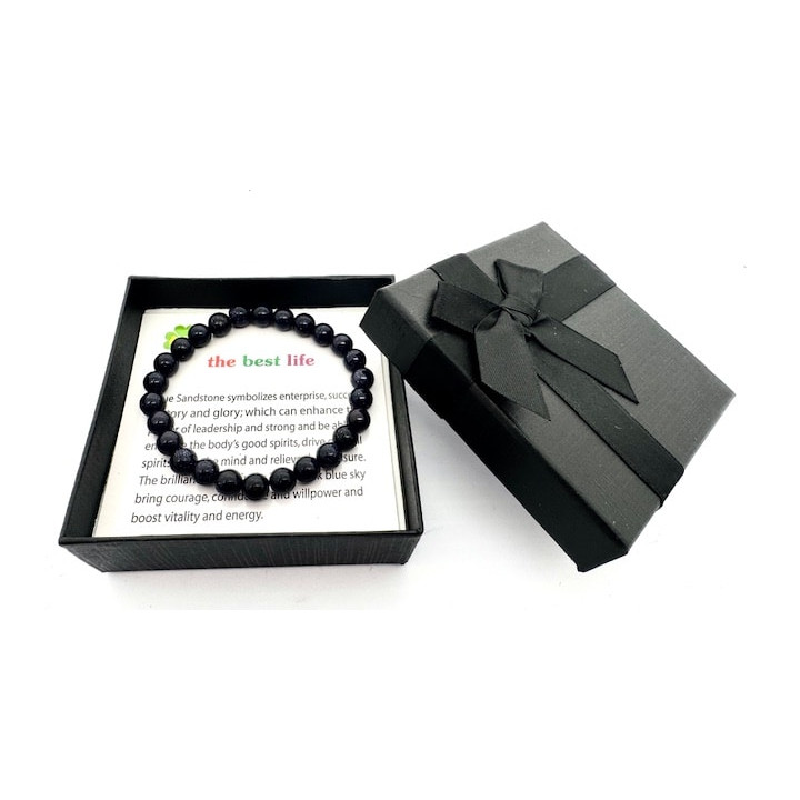 8mm Blue Sandstone Gemstone Bracelet – Gift Box Included
