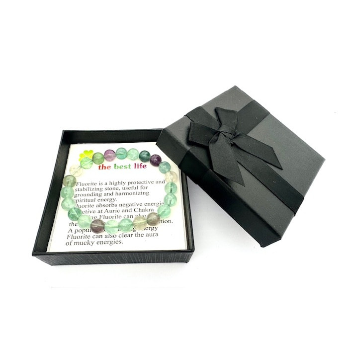 8mm Fluorite Gemstone Bracelet – Gift Box Included