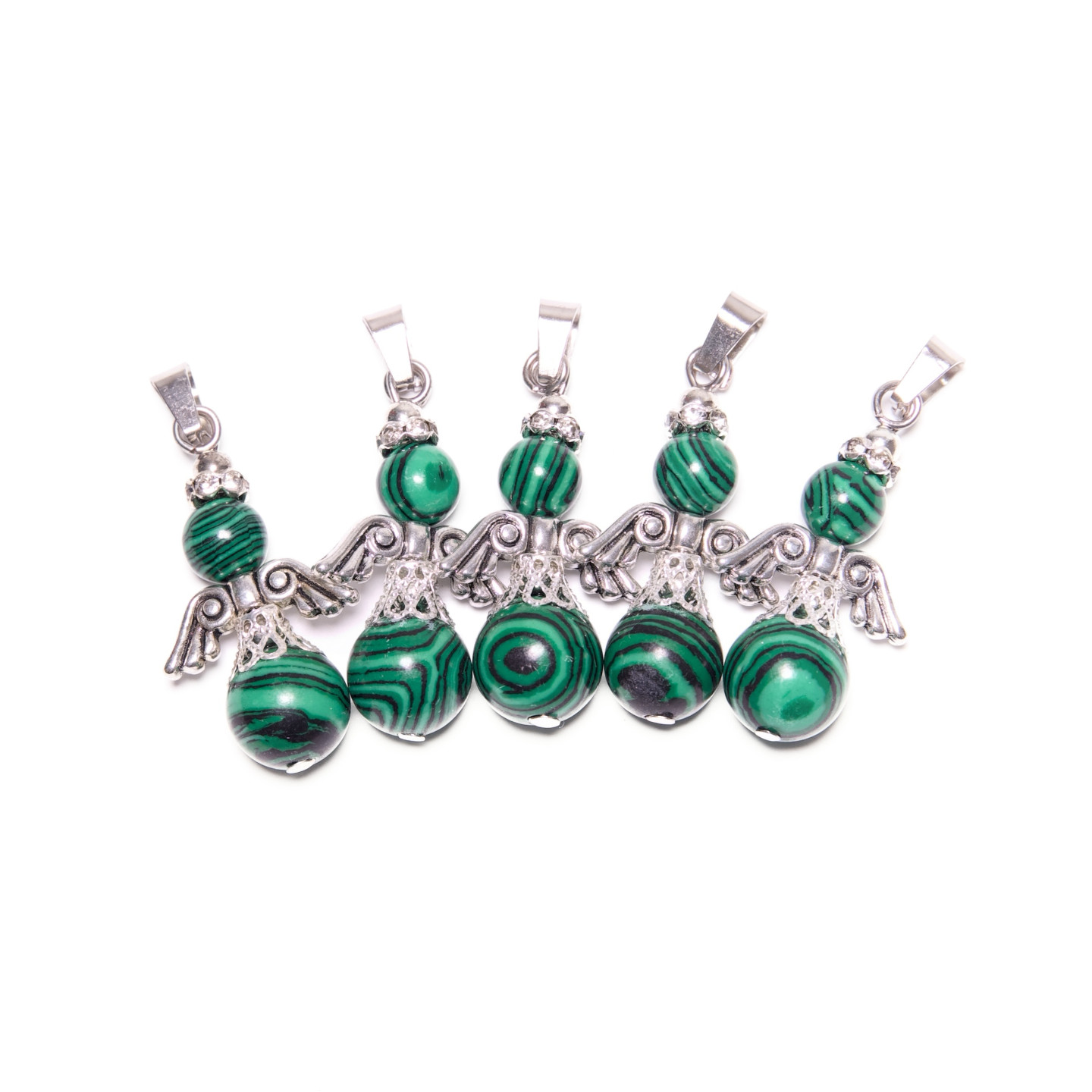 Angel Gemstone Pendant Set (5pc) - Malachite