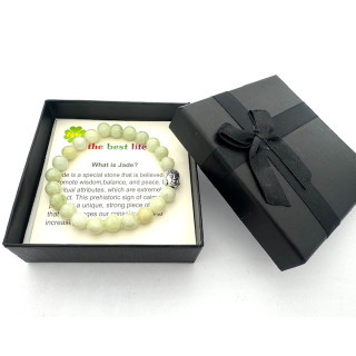 8mm Buddha Jade Gemstone Bracelet – Gift Box Included