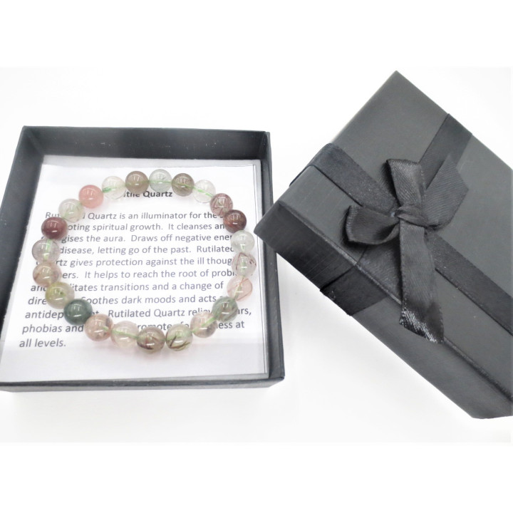 8mm Rutile Quartz Gemstone Bracelet – Gift Box Included