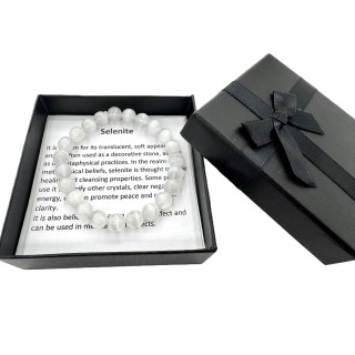 8mm Selenite (AA Quality) Gemstone Bracelet – Gift Box Included