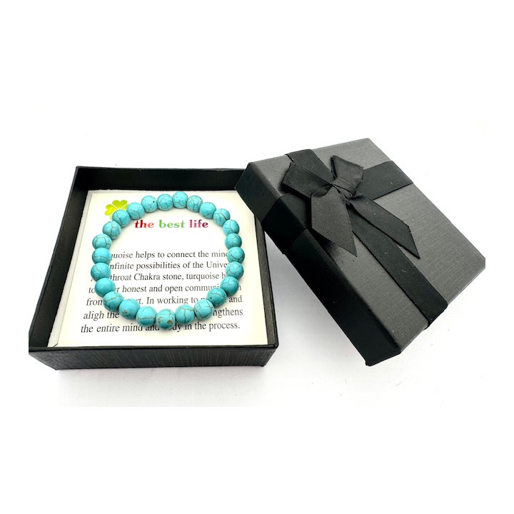 8mm Turquoise Gemstone Bracelet – Gift Box Included