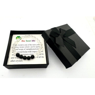 8mm Rock Crystal & Lava Stone Gemstone Bracelet – Gift Box Included