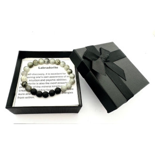 8mm Labradorite and Lava Stone Gemstone Bracelet – Gift Box Included