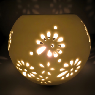 White Ceramic Oil Burner – Flower Design (VI)