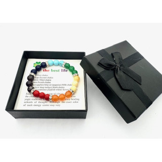 8mm 7-Chakra with Diamonds Gemstone Bracelet – Gift Box Included