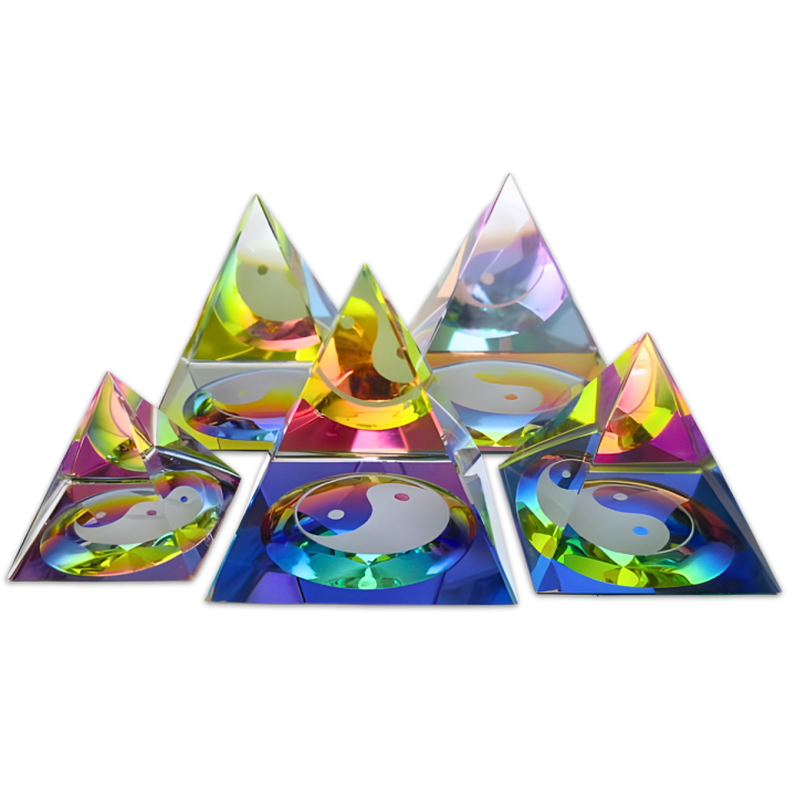Crystal Pyramid Yin Yang Colored 5 × 5 cm