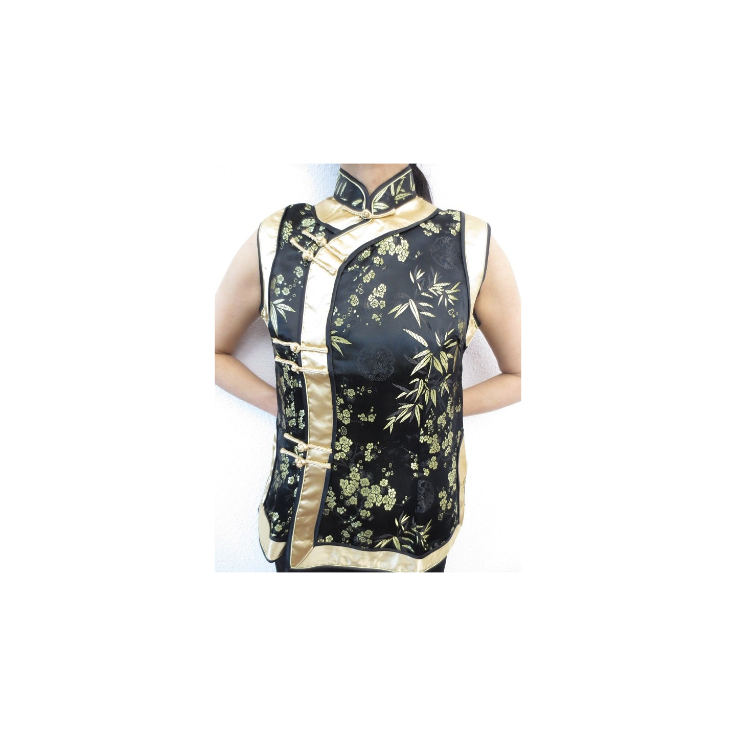 black with gold ladies tops