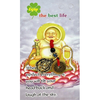 Lucky Coins Buddha on Lotus Keychain (Gold)