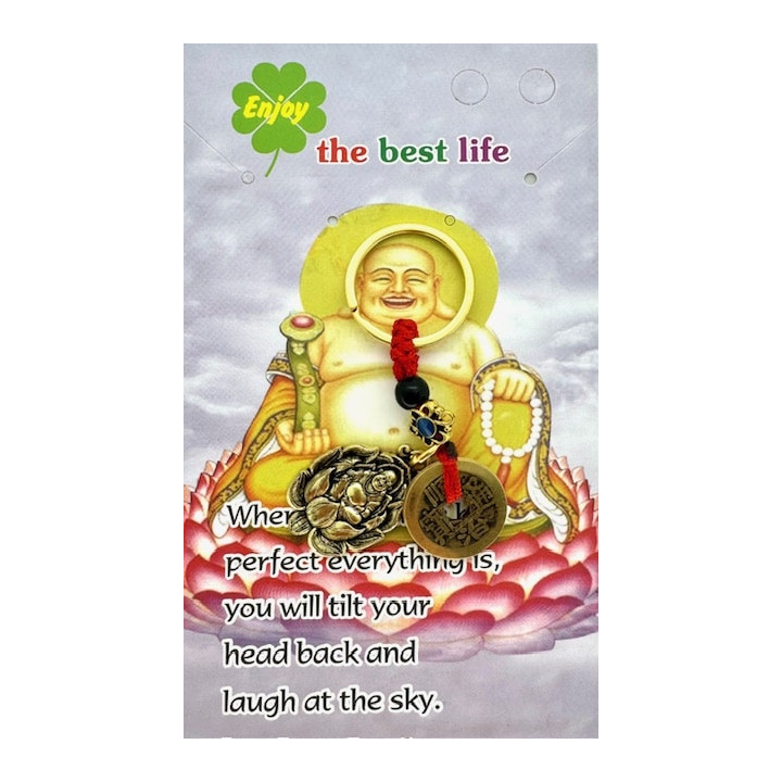 Lucky Coins Buddha on Lotus Keychain (Gold)