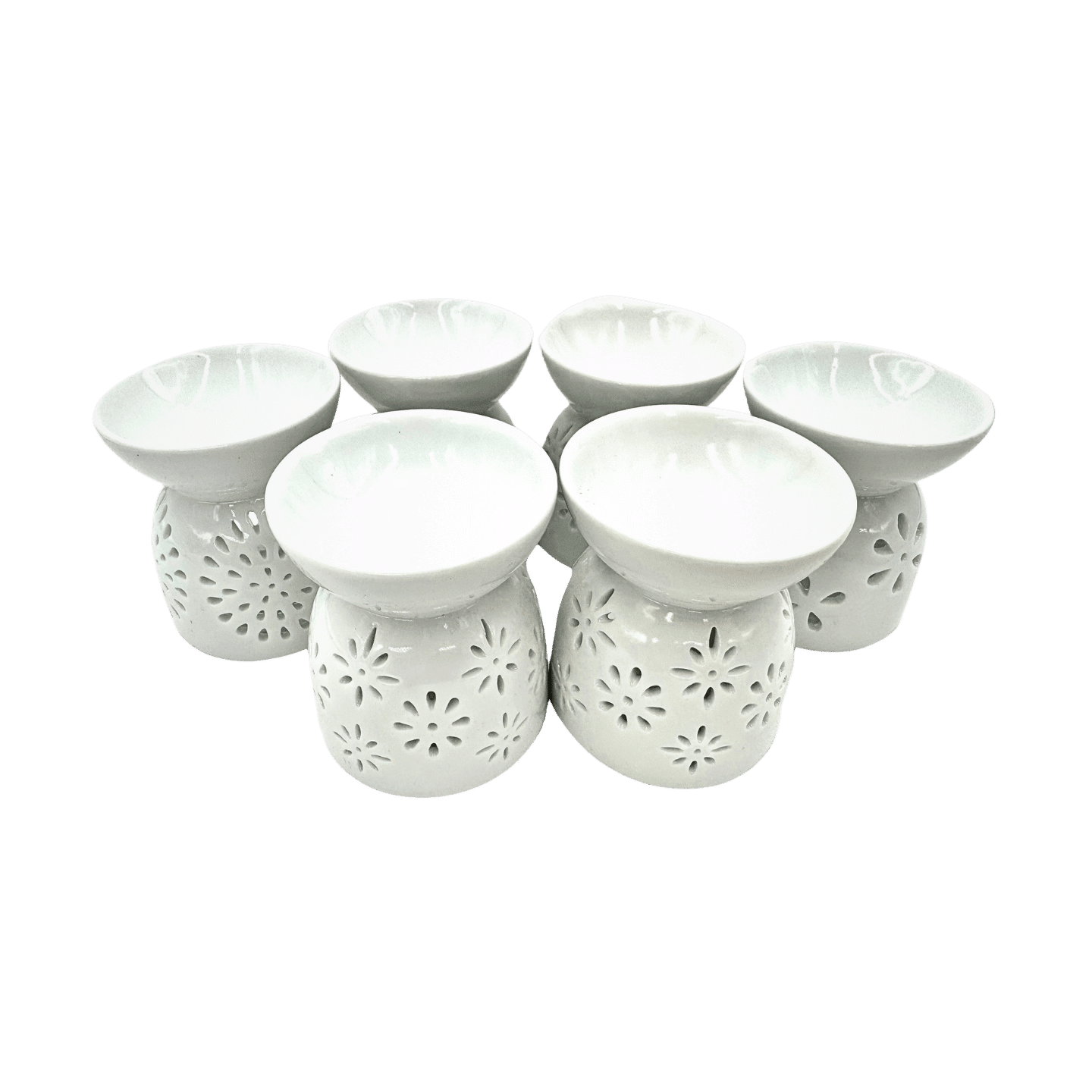Oil Burner Set – White with Flower Motif ()
