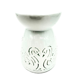 White Oil Burner with Swan Birds